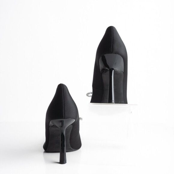 Zara Womens Rhinestone Bow Pointed Heels Pumps Black US 10 EU 41 NWT 2247/010 - Picture 6 of 8